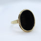 10k Onyx Oval ring. 10k gold onyx bezel set ring. Antique Mourning Ring. st(126/50)