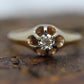 Antique Belcher Set Diamond 14k Filigree ring. 1/4ct Victorian Prong Diamond Ring Women Buttercup diamond sz 8 st(126/50)