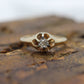 Antique Belcher Set Diamond 14k Filigree ring. 1/4ct Victorian Prong Diamond Ring Women Buttercup diamond sz 8 st(126/50)