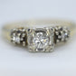 Art Deco Diamond Solitaire Ring. 14k Gold European Cut diamond  engagement Ring. KEEPSAKE engagement ring. st(97/75)