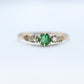 Antique 10k Victorian Emerald and Diamond Claw set ring. Antique dainty emerald diamond ring. st(172/50)