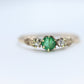 Antique 10k Victorian Emerald and Diamond Claw set ring. Antique dainty emerald diamond ring. st(172/50)