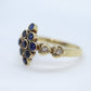 14k Sapphire Diamond Halo Bypass ring. 14k Sapphire CLUSTER marquise shape diamond heart. st(172/50)