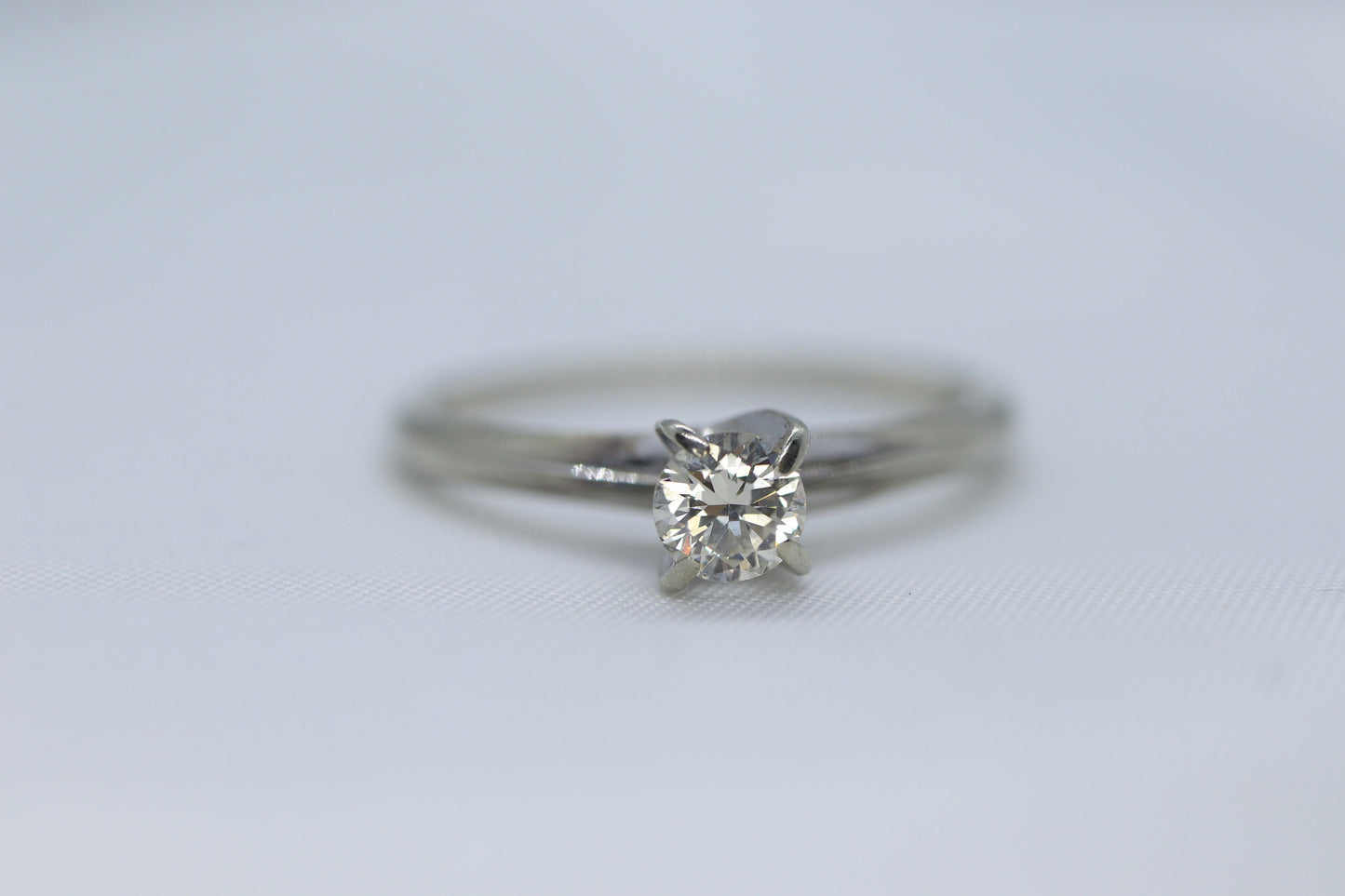 14k Round Diamond Solitaire Ring . Petite 1/4ct Diamond Engagement Ring. White Gold Diamond. st(97/75)