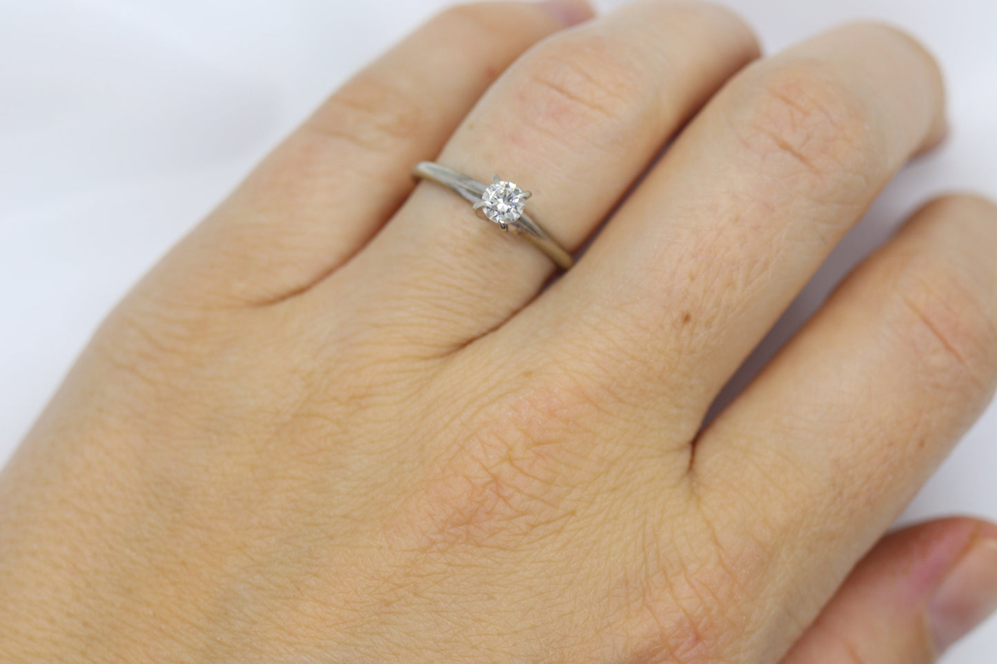 14k Round Diamond Solitaire Ring . Petite 1/4ct Diamond Engagement Ring. White Gold Diamond. st(97/75)