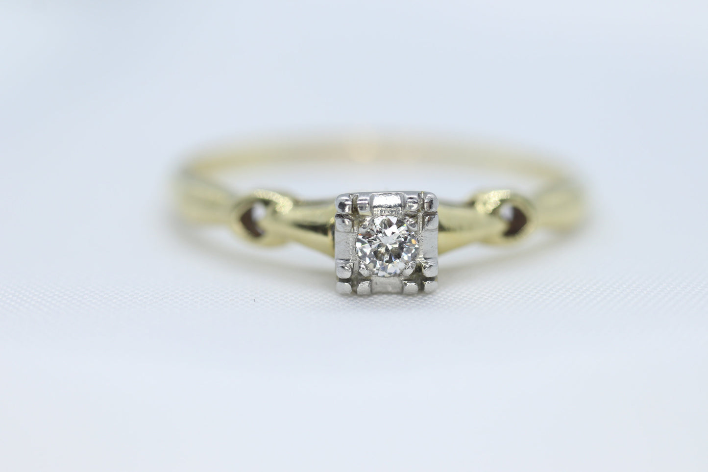 Art Deco Diamond ring. 14k Yellow and PLATINUM Square table. st(138)