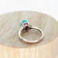 10k Large Turquoise Cabochon and Diamond Ring. 14k Aquamarine Turquoise Ring (74/75)