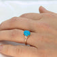 10k Large Turquoise Cabochon and Diamond Ring. 14k Aquamarine Turquoise Ring (74/75)