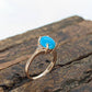 10k Large Turquoise Cabochon and Diamond Ring. 14k Aquamarine Turquoise Ring (74/75)