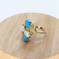 14k Bubble Turquoise Cabochon Opal diamond cluster Ring. 14k Turquoise cluster diamond bouquet Ring. st(50)
