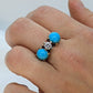 10k Large Turquoise Cabochon and 1/2ct Diamond Ring. 14k Trio Triology Three Gems Ring (101)
