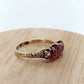 10k Victorian Claw Set Garnet. Antique 10k Rose Gold round trio Triology three garnet claw set ring. st(50)