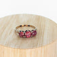 10k Victorian Claw Set Garnet. Antique 10k Rose Gold round trio Triology three garnet claw set ring. st(50)