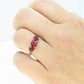 10k Victorian Claw Set Garnet. Antique 10k Rose Gold round trio Triology three garnet claw set ring. st(50)