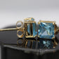 14k Blue TOPAZ Princess cut stud earrings. Blue Topaz Studs. st(24/92)