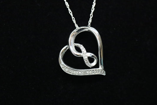10k Open Heart Diamond Necklace. INFINITY Heart Necklace. st(57/50)