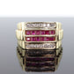 10k Ruby Diamond ring. 10k Yellow Gold RLX Rolex style Mens signet channel ruby ring. st(133)