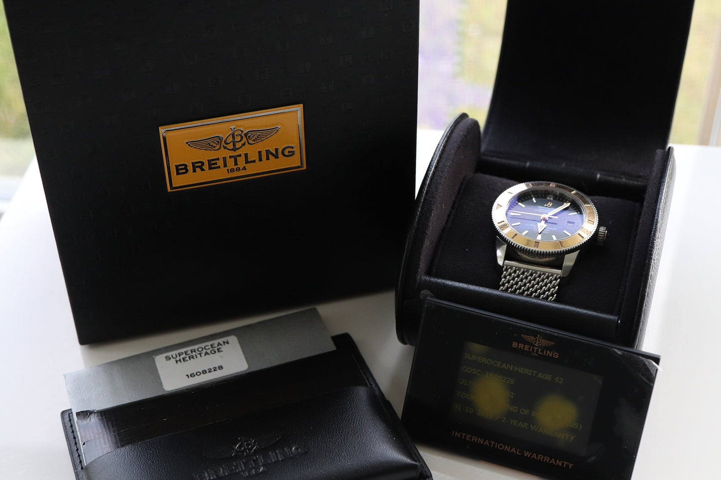 BREITLING SUPEROCEAN Heritage 18K Rose Gold Bezel 42MM Stainless Steel WATCH U17321 Box and Papers st(21/85)