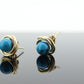 14k Turquoise round Bead STUD earrings. Turquoise SPHERE Ball Earrings. ST(25)