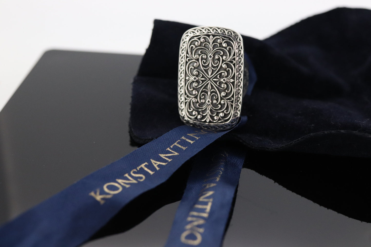 KONSTANTINO RING. Heavy sterling Silver Signet Ring Konstantino Collection (st269)