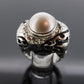 Dian Malouf RING. Mabe Pearl Heavy sterling Silver Signet Ring DLM Collection (st119)