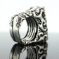 Dian Malouf RING. Triple Three Stacked Rings. Heavy sterling Silver and 14k Signet Rings DLM Collection (st114)