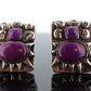 Dian Malouf Clip On EARRINGS. Purple Agate Cabochon Heavy sterling Silver and 14k Gold Modernist Earrings DLM Collection (st122)