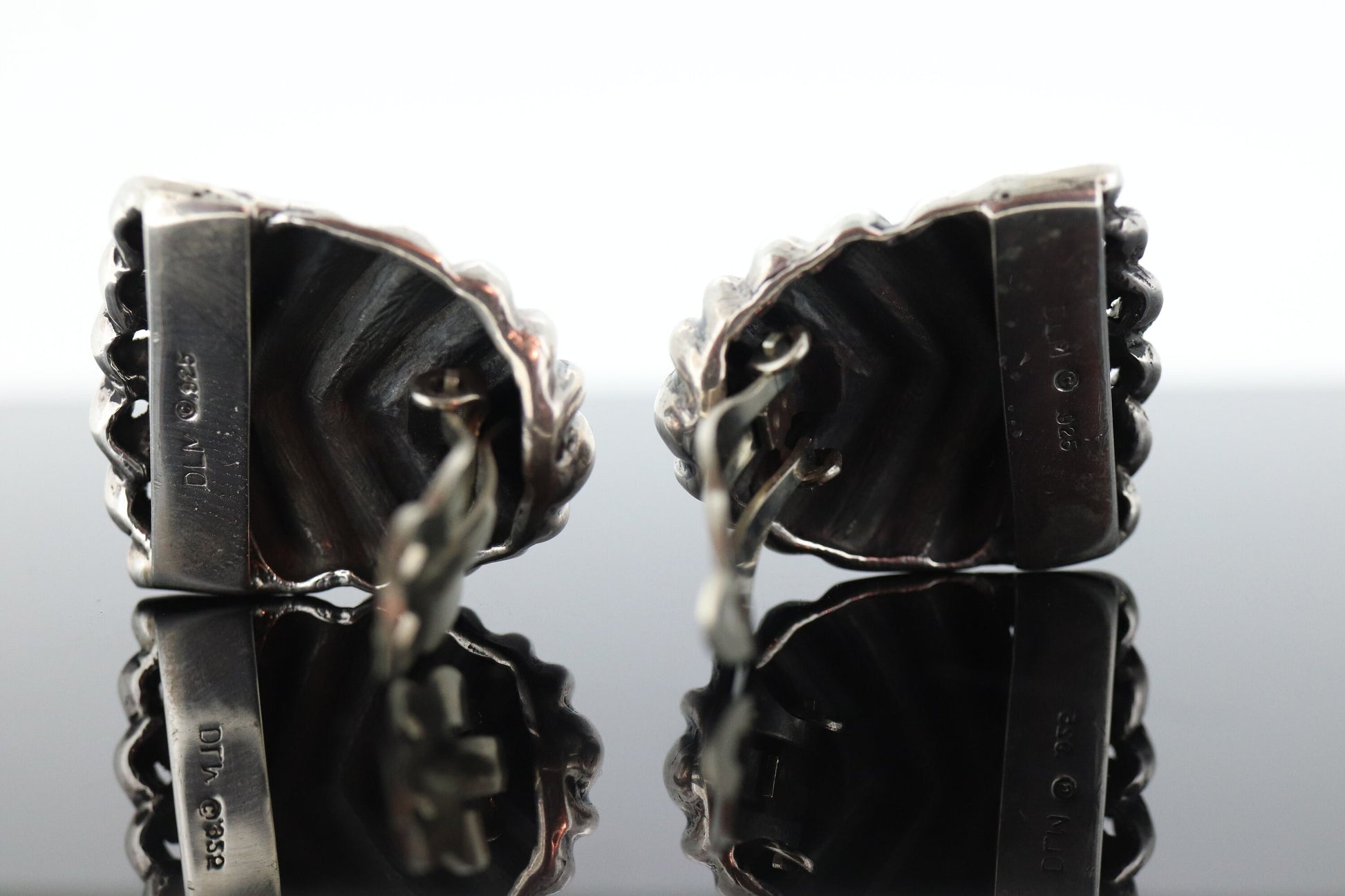 Dian Malouf Clip On EARRINGS.  Heavy sterling Silver  Modernist Earrings DLM Collection (st93)