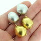 Roberto Coin 18k White and Yellow Gold drop Earrings. Perl Amore Puffed Earrings. Roberto Coin Pearl Amore Collection. (366)