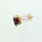 Princess GARNET 14k Gold Stud Earrings. Square Garnet studs earrings. (st67)