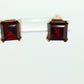 Princess GARNET 14k Gold Stud Earrings. Square Garnet studs earrings. (st67)