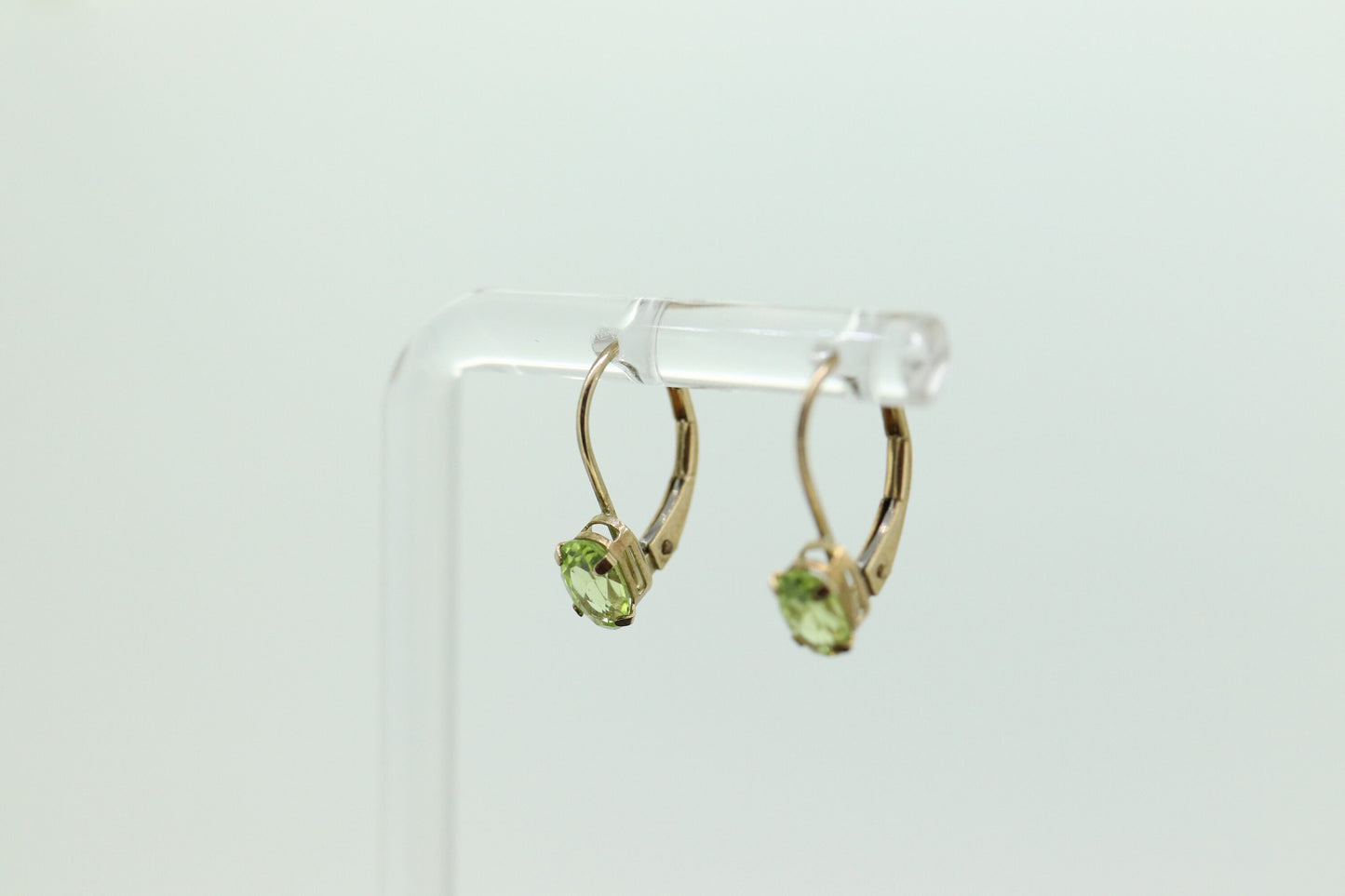 10k Green Peridot oval cut dangle hoop earrings. st (32)