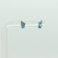 14k Blue TOPAZ Rectangle cut stud earrings. Dainty Blue Topaz Studs. st(40)