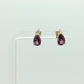 14k Tourmaline Stud Earrings. Rubellite Pink Purple Tourmaline Pear Drop Cut Stud Prong earrings. st(35)