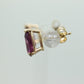 14k Tourmaline Stud Earrings. Rubellite Pink Purple Tourmaline Pear Drop Cut Stud Prong earrings. st(35)