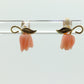 Coral Earrings. 14k Carved Coral Rose Flower Blooming Earrings. Dainty design. st(45)