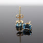 14k Blue TOPAZ Rectangle cut stud earrings. Dainty Blue Topaz Studs. st(40)