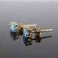 14k Blue TOPAZ Rectangle cut stud earrings. Dainty Blue Topaz Studs. st(40)