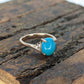 10k Large Turquoise Cabochon and Diamond Ring. 14k Aquamarine Turquoise Ring (74/75)