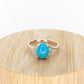 10k Large Turquoise Cabochon and Diamond Ring. 14k Aquamarine Turquoise Ring (74/75)