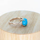 10k Large Turquoise Cabochon and Diamond Ring. 14k Aquamarine Turquoise Ring (74/75)