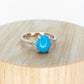 10k Large Turquoise Cabochon and Diamond Ring. 14k Aquamarine Turquoise Ring (74/75)