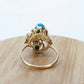 14k Bubble Turquoise Cabochon Opal diamond cluster Ring. 14k Turquoise cluster diamond bouquet Ring. st(50)