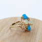 14k Bubble Turquoise Cabochon Opal diamond cluster Ring. 14k Turquoise cluster diamond bouquet Ring. st(50)