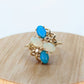 14k Bubble Turquoise Cabochon Opal diamond cluster Ring. 14k Turquoise cluster diamond bouquet Ring. st(50)