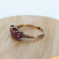 10k Victorian Claw Set Garnet. Antique 10k Rose Gold round trio Triology three garnet claw set ring. st(50)