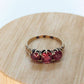 10k Victorian Claw Set Garnet. Antique 10k Rose Gold round trio Triology three garnet claw set ring. st(50)