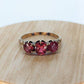10k Victorian Claw Set Garnet. Antique 10k Rose Gold round trio Triology three garnet claw set ring. st(50)