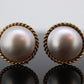 Carl D Lindstrom 14k Large MABE Pearl Clip On earrings. 14k CDL Non Pierced Omega Back EarClips Mabe Pearl Earrings st(127)