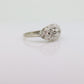 Marquise Signet Ring. Vintage 10k Tiny Diamond white Gold Signet Ring. 10k White Gold Statement Ring. st(75)